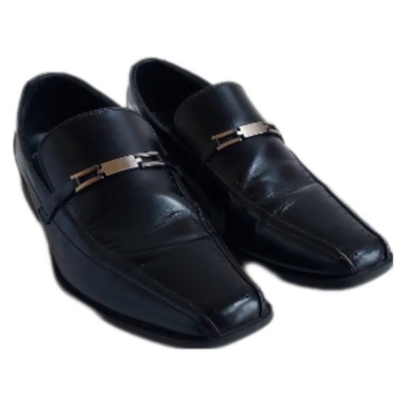 Stacy Adams Cade Bike Toe Black Slip-On Leather Dress Shoes 20126-001 11M - Picture 1 of 11